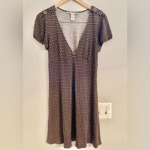 DIANE Von FURSTENBERG DVF Catherine Brown Print Silk Blend Mini Dress- EUC